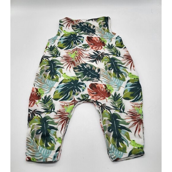 ANGEL DEAR Sleeveless Romper Tropical Tree Frog Palm Organic Cotton Muslin NWT - Picture 3 of 5